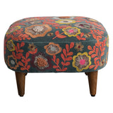 Embroidered Floral Velvet Stool