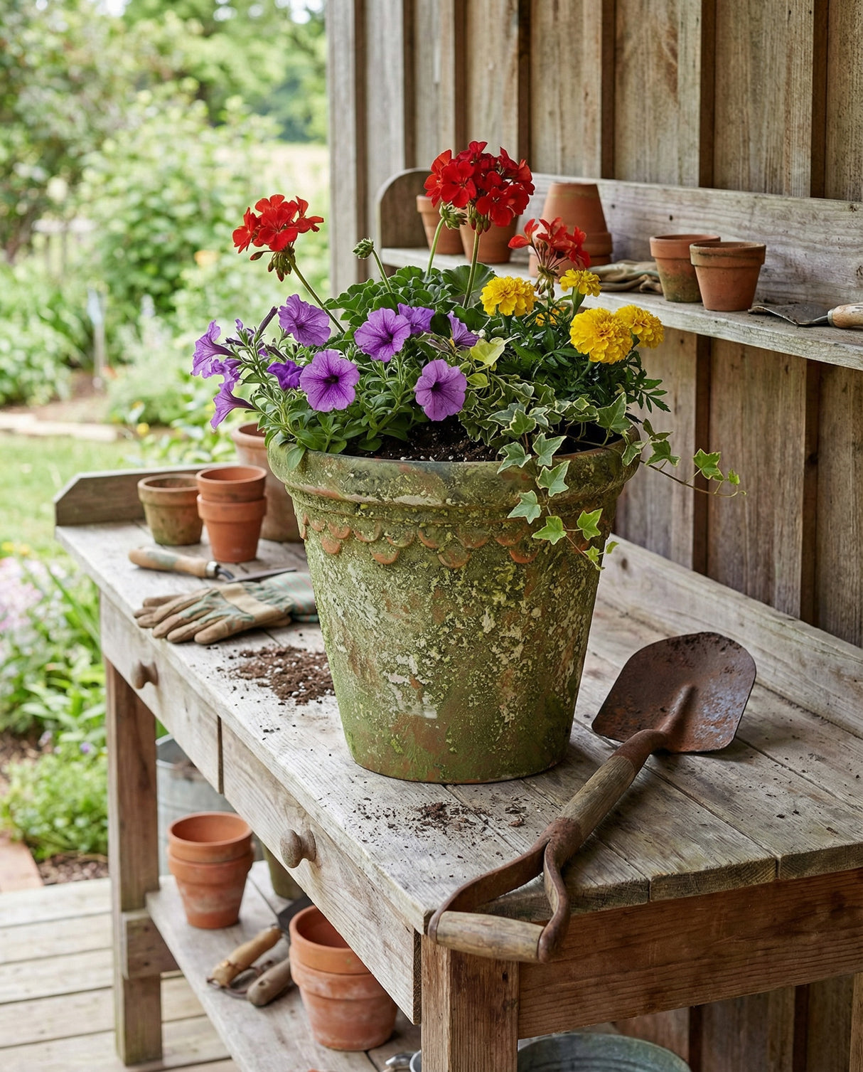Aged Garden Planter Pot