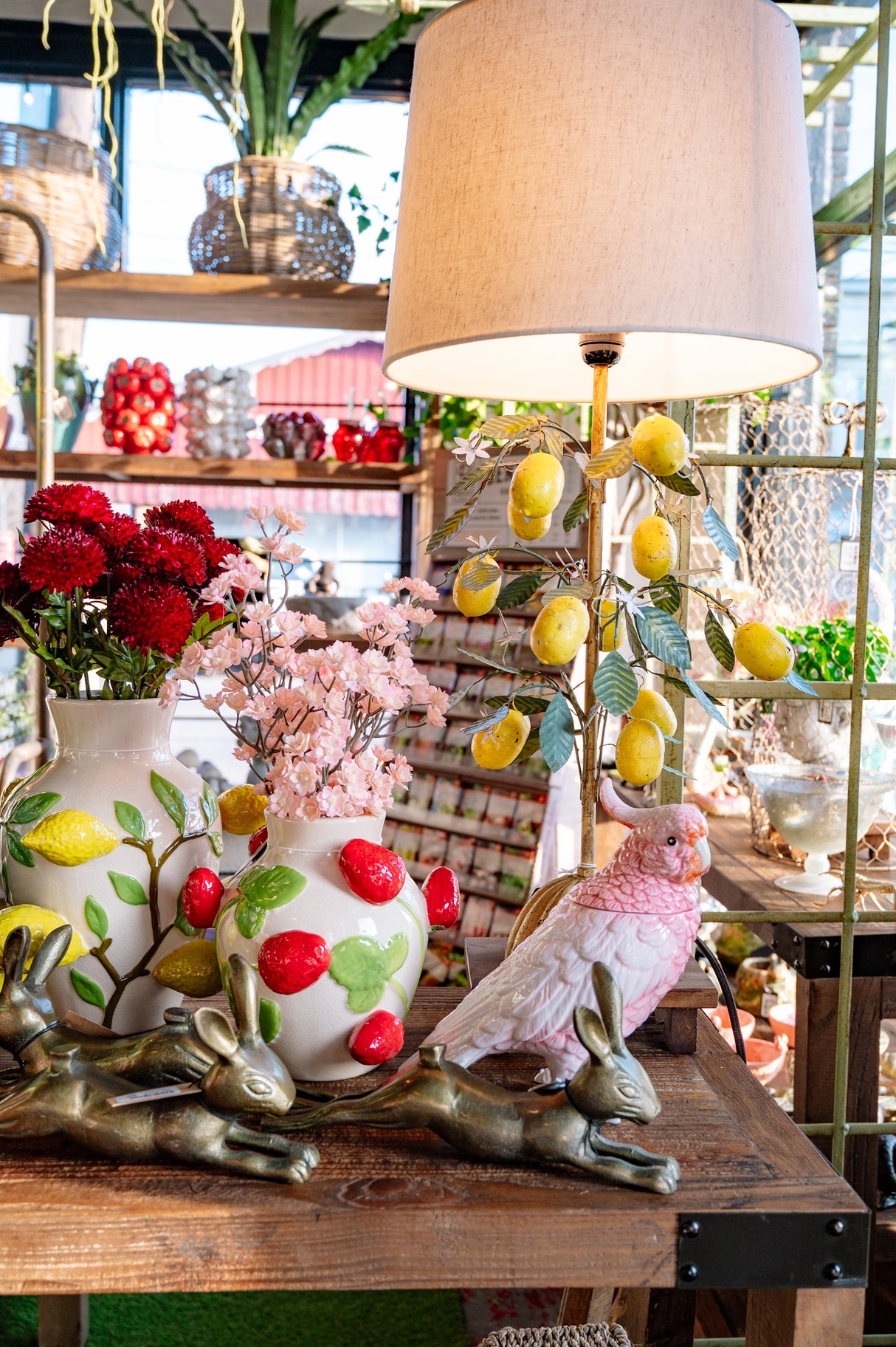 Vintage Inspired Metal Lemon Toleware Table Lamp