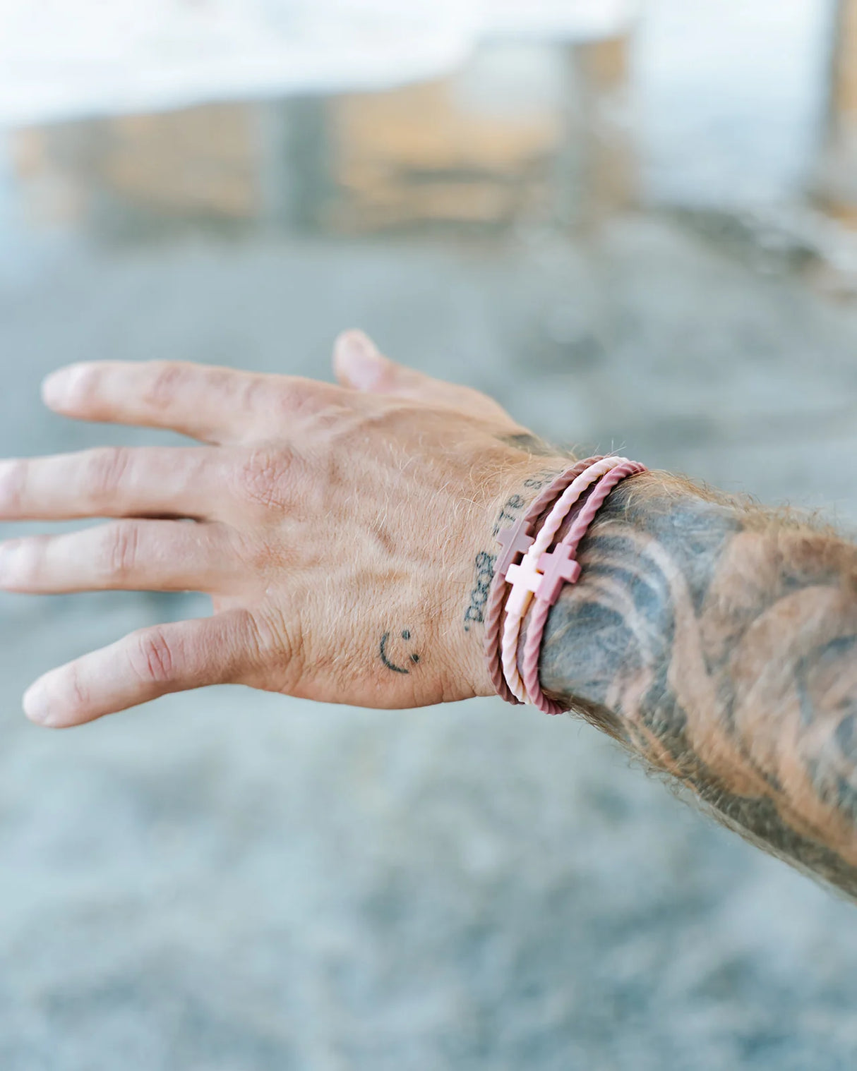 Rosewood Clay Infinity Cross Silicone Bracelet Set