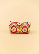 Quilted Velvet Soft Zipper Pouch with Vibrant Pattern