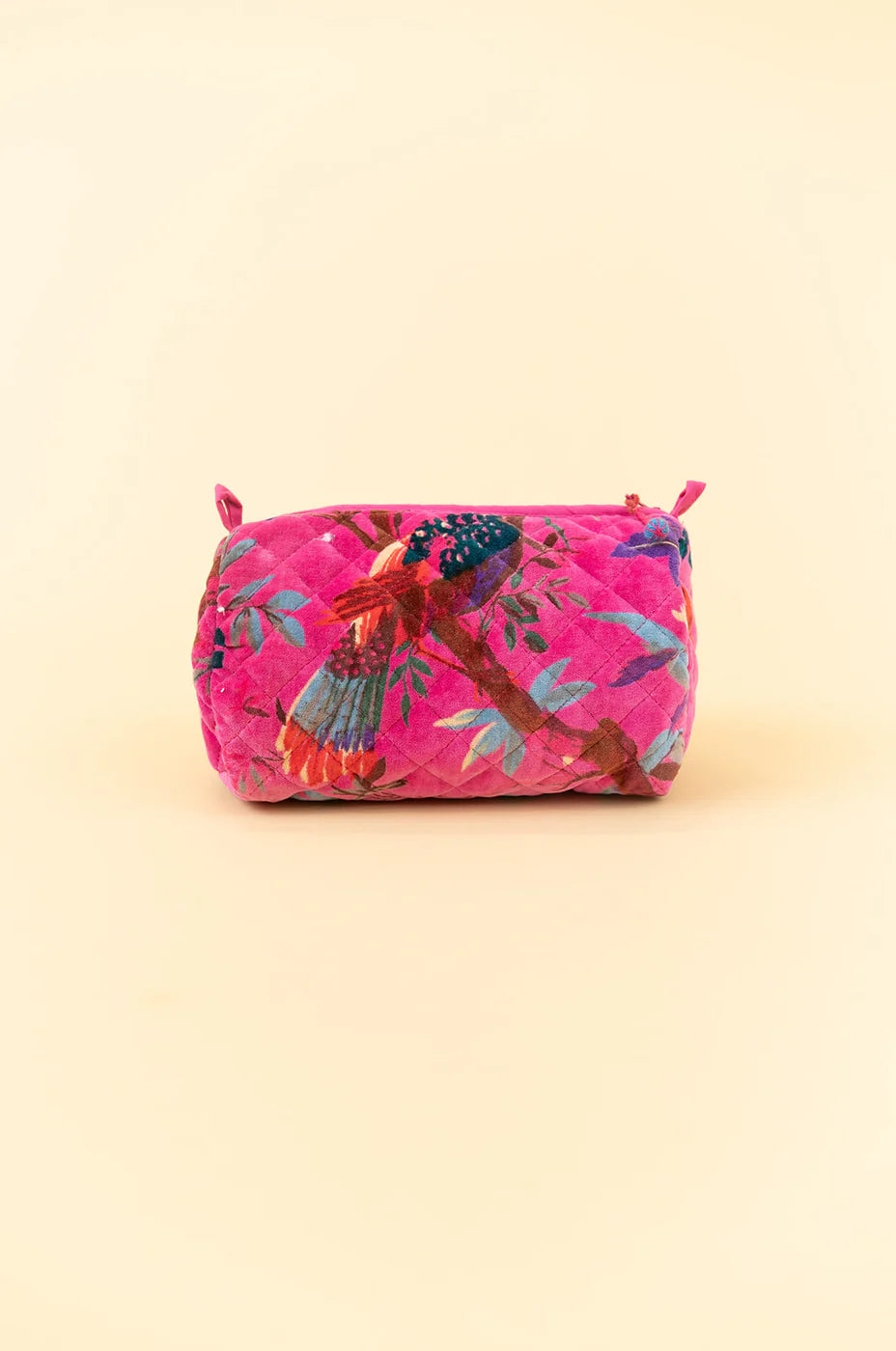 Quilted Velvet Soft Zipper Pouch with Vibrant Pattern