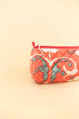 Quilted Velvet Soft Zipper Pouch with Vibrant Pattern