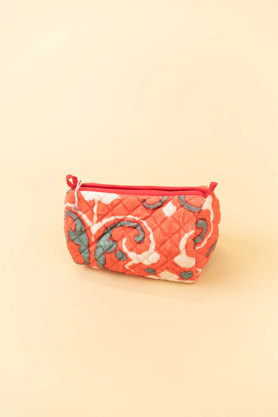 Quilted Velvet Soft Zipper Pouch with Vibrant Pattern