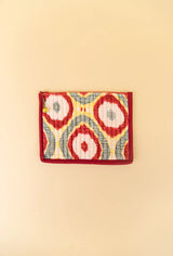 Quilted Velvet Flat Zipper Pouch with Vibrant Pattern