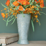 Distressed Tall Galvanized Floral Bucket