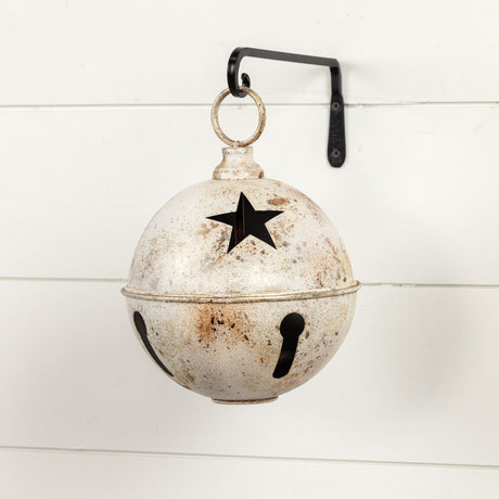 Jumbo Oversized Distressed White Star Sleigh Jingle Bell | 3 Sizes