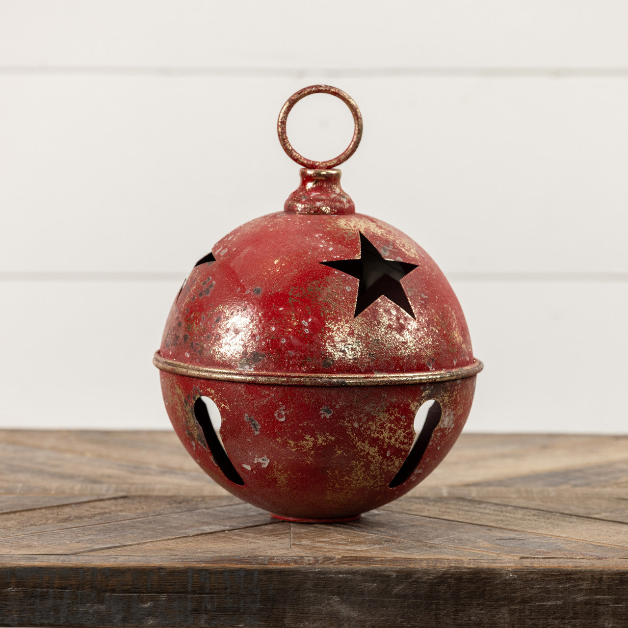 Jumbo Oversized Distressed Red Star Sleigh Jingle Bells – Rust