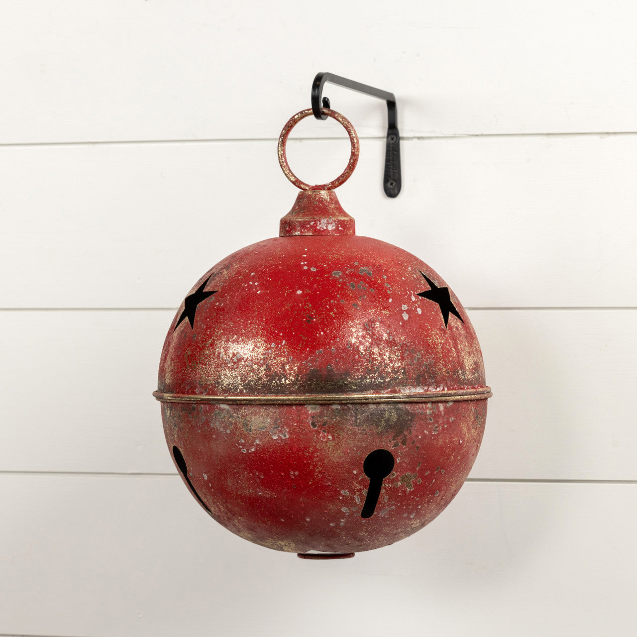 Jumbo Oversized Distressed Red Star Sleigh Jingle Bells - Thumbnail 3