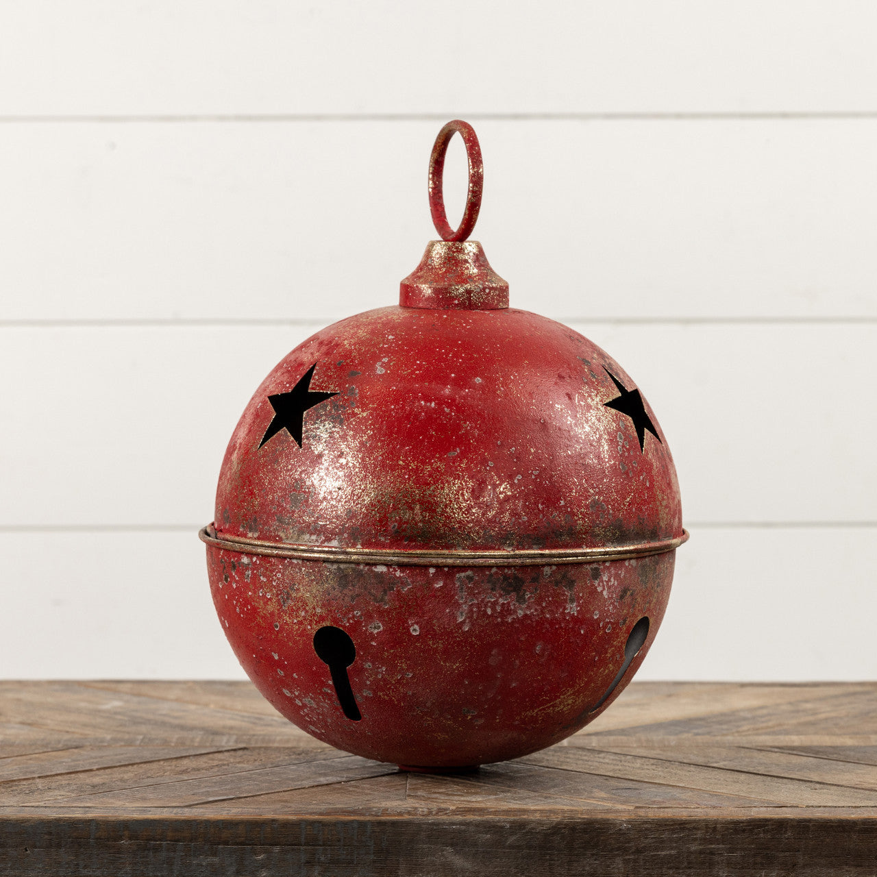 Jumbo Oversized Distressed Red Star Sleigh Jingle Bells - Thumbnail 4