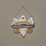 Ghostly Greetings Hanging Metal Halloween Sign
