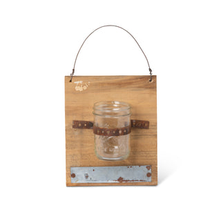 Glass Mason Jar and Cedar Wood Wall Planter Display