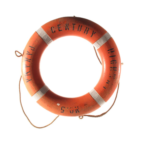 orange vintage life preserver from blue ocean traders