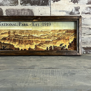 Grand Canyon National Park Vintage Framed Drawing