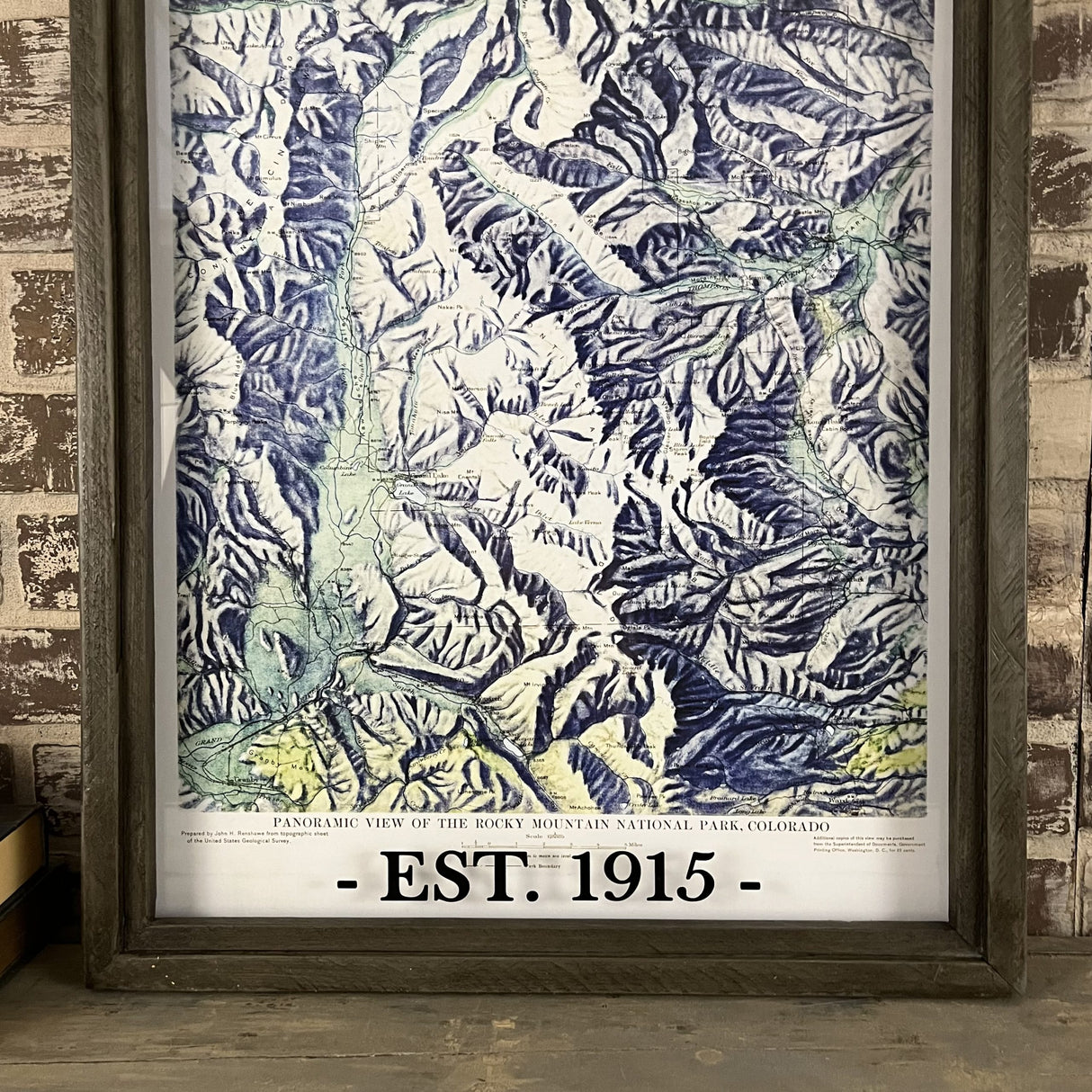 Rocky Mountain National Park Vintage Framed Map