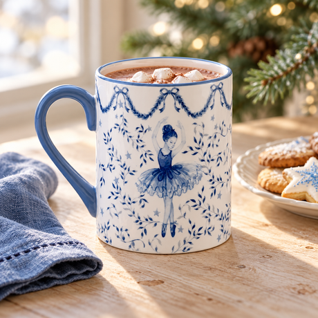 Blue & White Ballerina & Nutcracker Mug