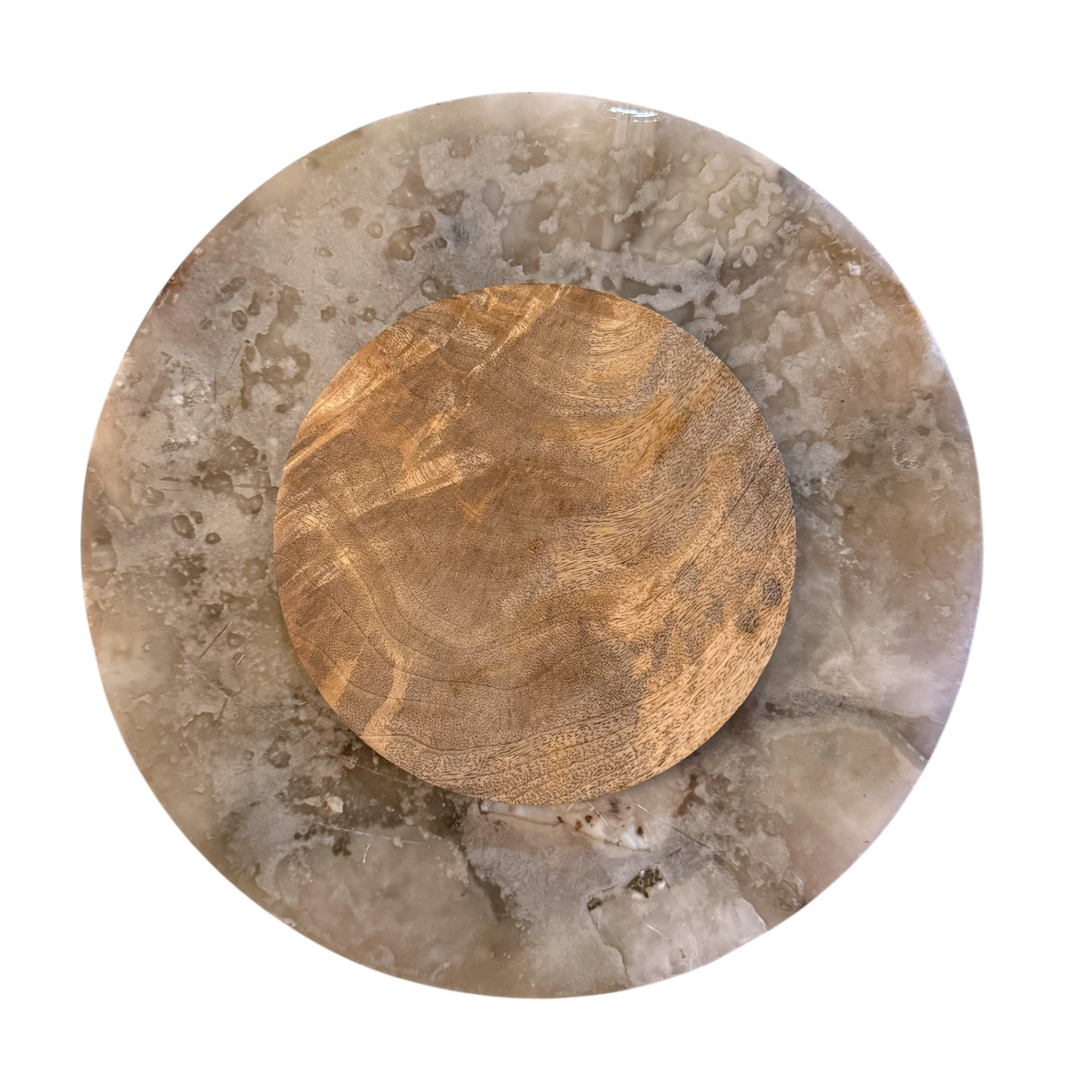 Natural Agate Lazy Susan with Mango Wood Base