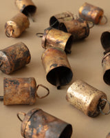 Distressed Gold Metal Bells in Muslin Bag | Set of 24