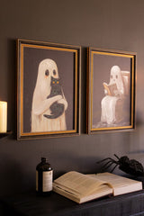 Framed Halloween Ghost Paintings | Black Cat & Toilet Ghost