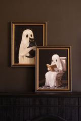Framed Halloween Ghost Paintings | Black Cat & Toilet Ghost