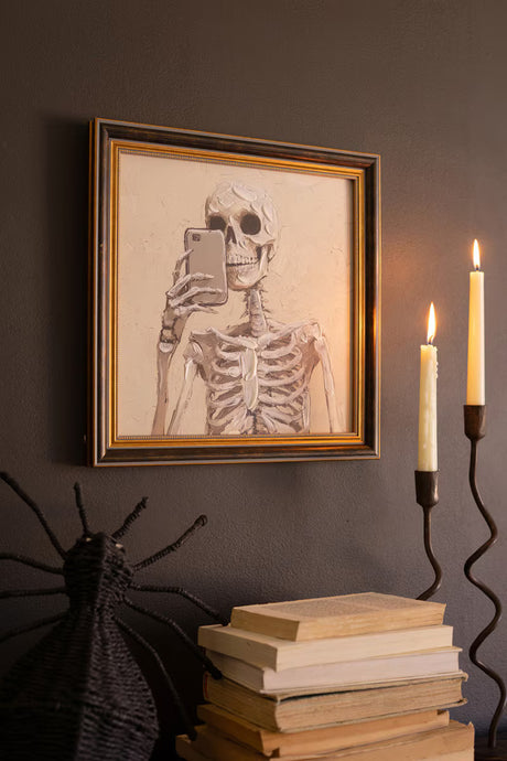 Halloween Skeleton Selfie Framed Art