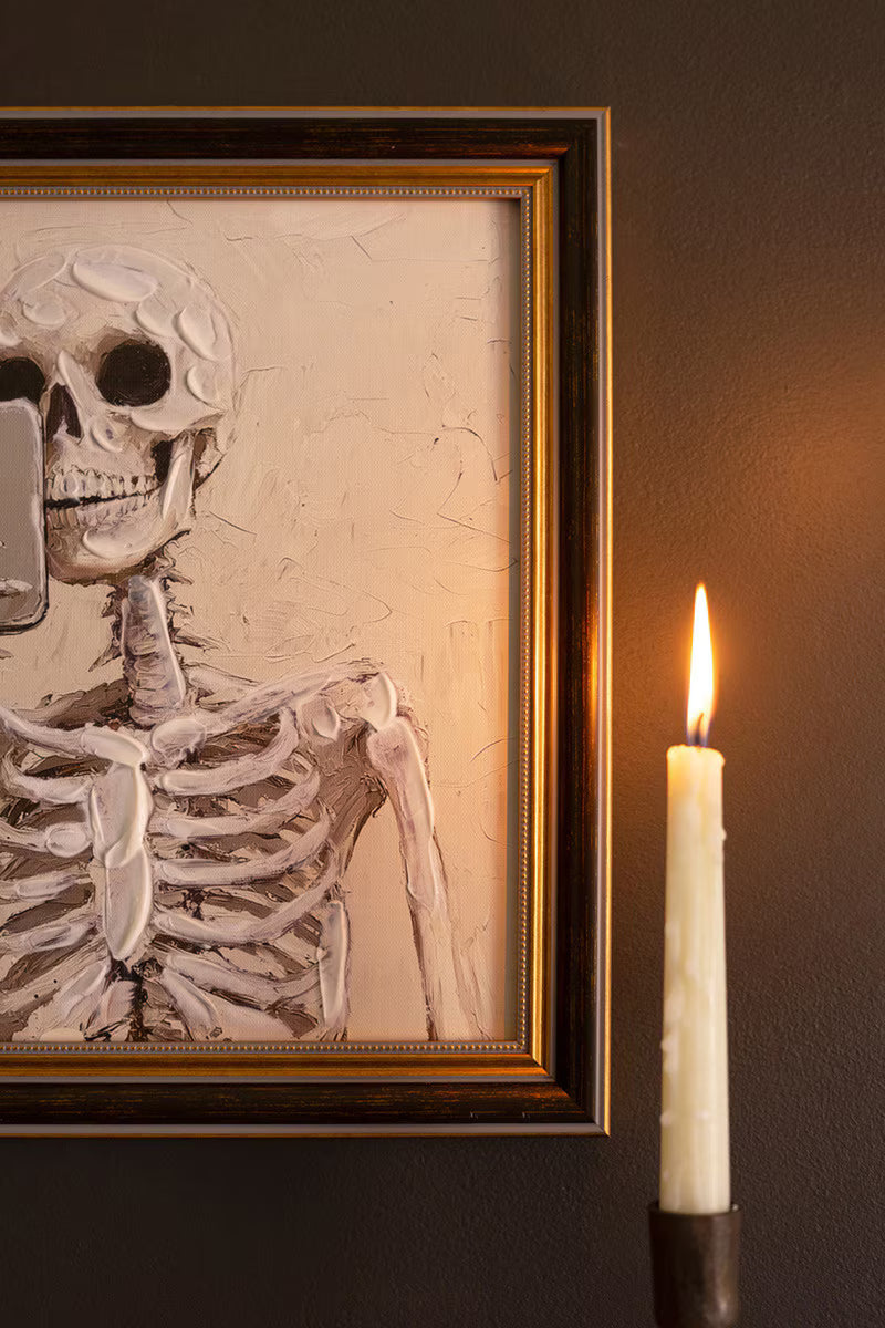 Halloween Skeleton Selfie Framed Art