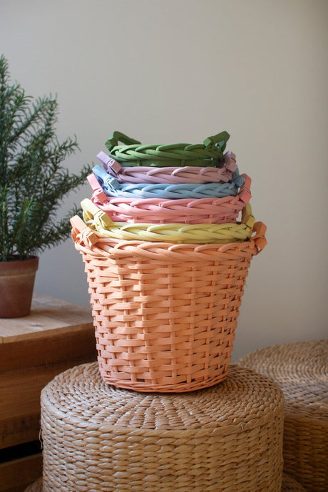 Pastel Easter Willow Basket with Handles