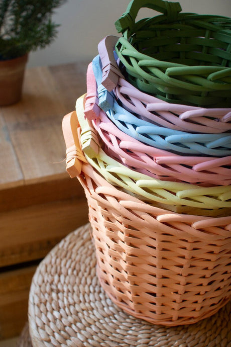 Pastel Easter Willow Basket with Handles