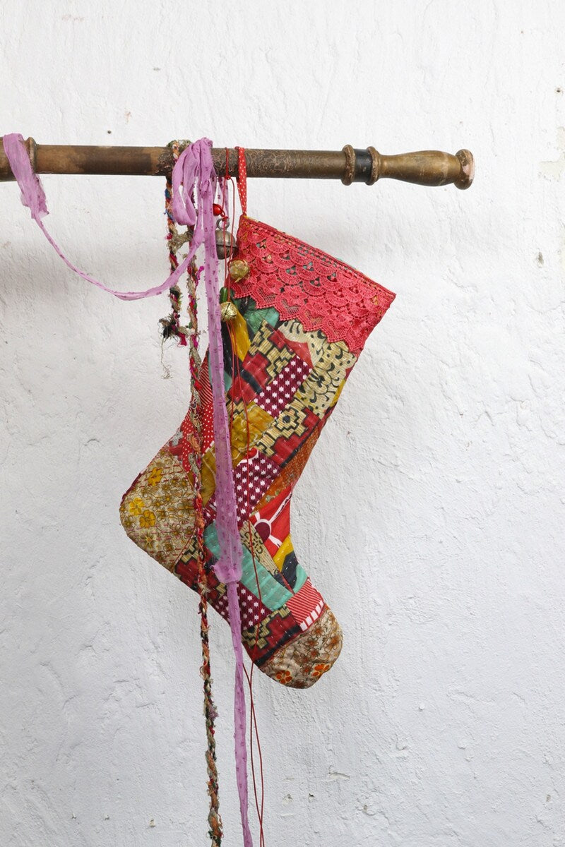 Kantha Patchwork Christmas Stocking - Thumbnail 2