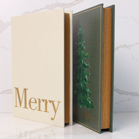 Merry Christmas Storage Book Boxes | (Set of 2)