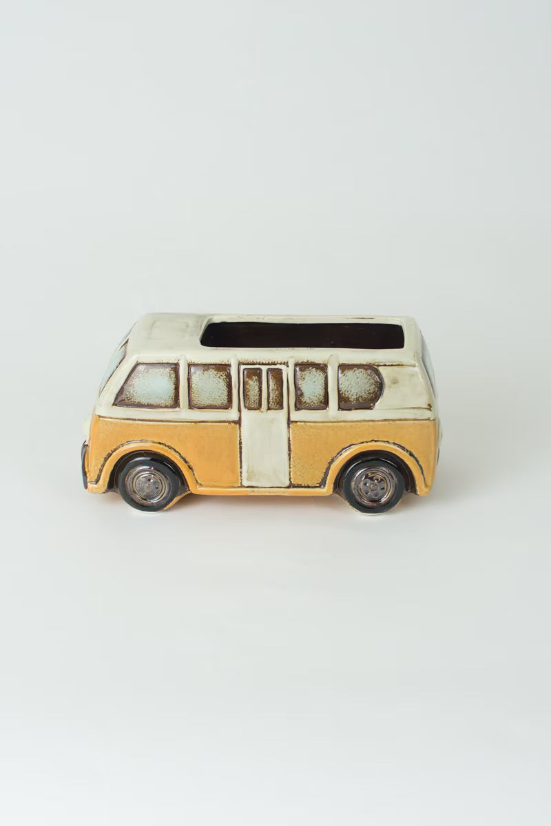 Yellow Ceramic VW Van Planter