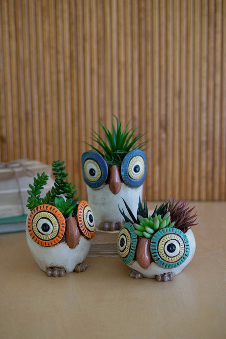 Wide Eyed Ceramic Owl Planter