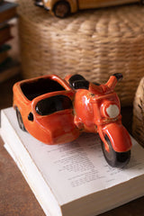 Ceramic Motorcycle with Sidecar Planter