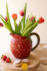 Red Ceramic Strawberry Pitcher
