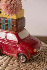 Red Ceramic Car with Luggage Planter