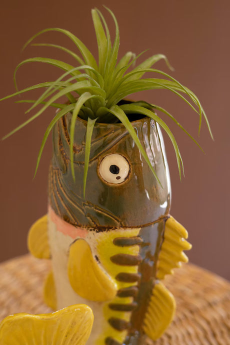 Ceramic Largemouth Bass Fish Vase