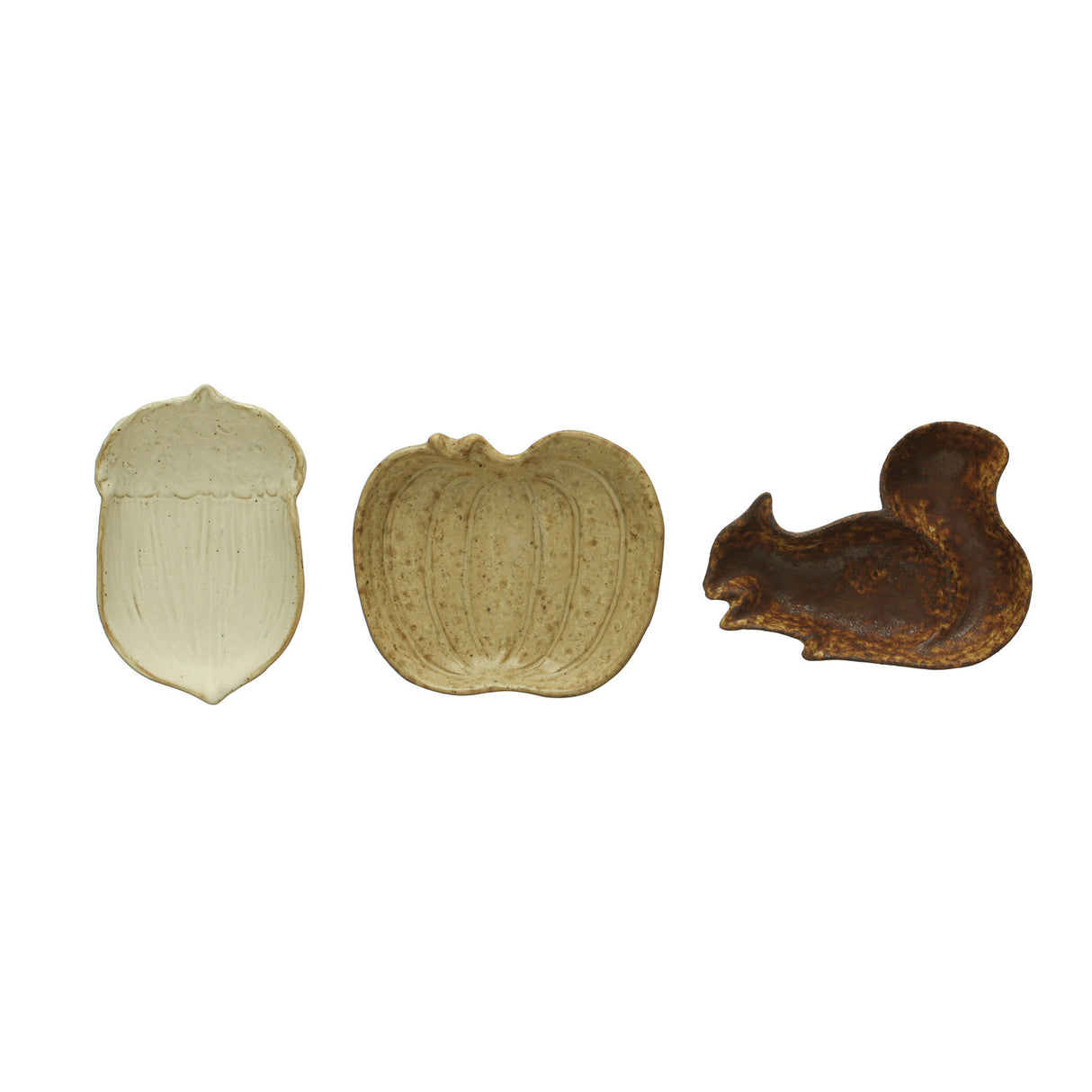 Stoneware Squirrel/Acorn/Pumpkin Shaped Trinket Dishes