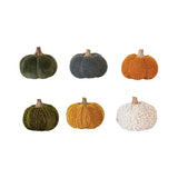 Cotton Bouclé & Velvet Pumpkins with Wood Stems