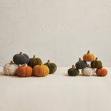 Cotton Bouclé & Velvet Pumpkins with Wood Stems