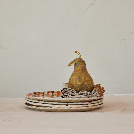 Textured Paper Mache Pear with Gold Stem