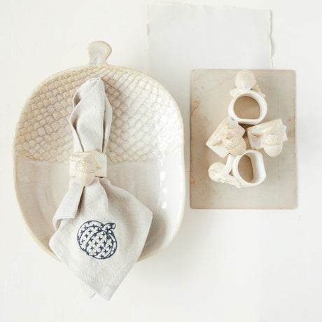 Cream Ceramic Acorn Platter