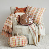 Embroidered Squirrel Shaped Pillow with Tufted Tail