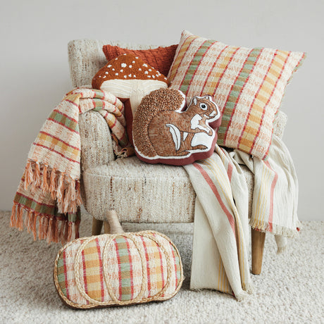 Rust Chenille Waffle Weave Throw Pillow