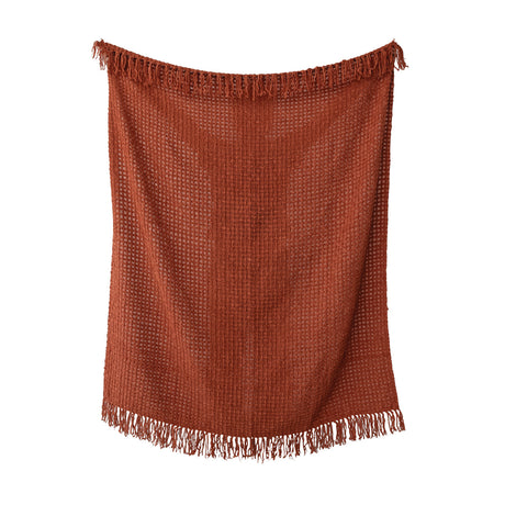 Rust Chenille Waffle Weave Throw Blanket