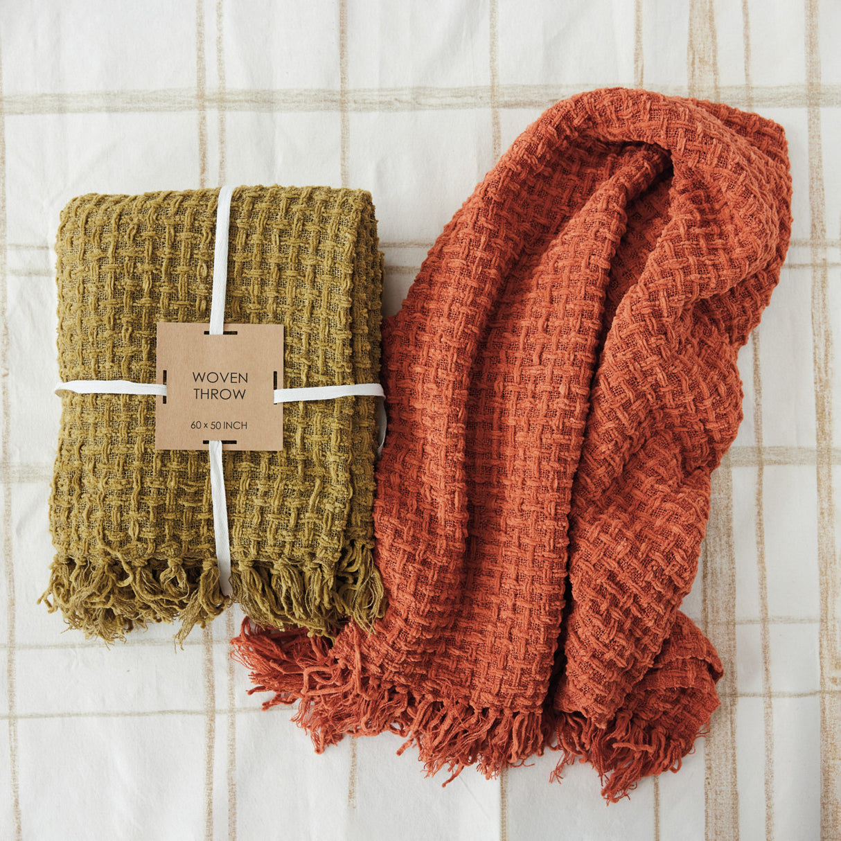 Rust Chenille Waffle Weave Throw Blanket