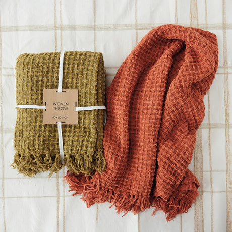 Rust Chenille Waffle Weave Throw Blanket