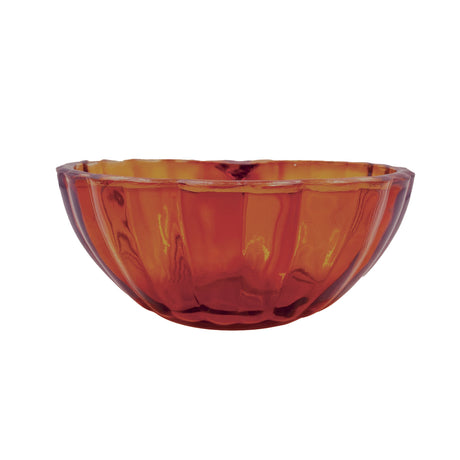 Amber Hand-Blown Glass Pumpkin Bowl