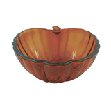 Amber Hand-Blown Glass Pumpkin Bowl