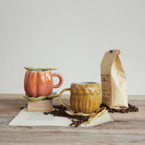 Pumpkin Shaped Mug with Leaf Saucer & Spoon