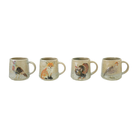 Hand-Painted Fall Animal Ceramic Coffee Mug